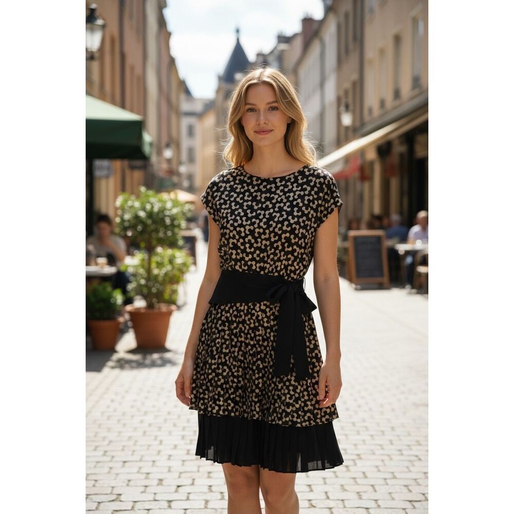 Vintage Nipon Boutique 100% silk dress gold & black sz 10